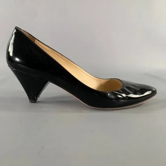 PRADA Size 8 Black Patent Leather 11312B Patent Pointed Toe Pumps